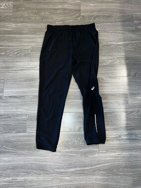 Asics Black Running Track Pants with Reflective Accent